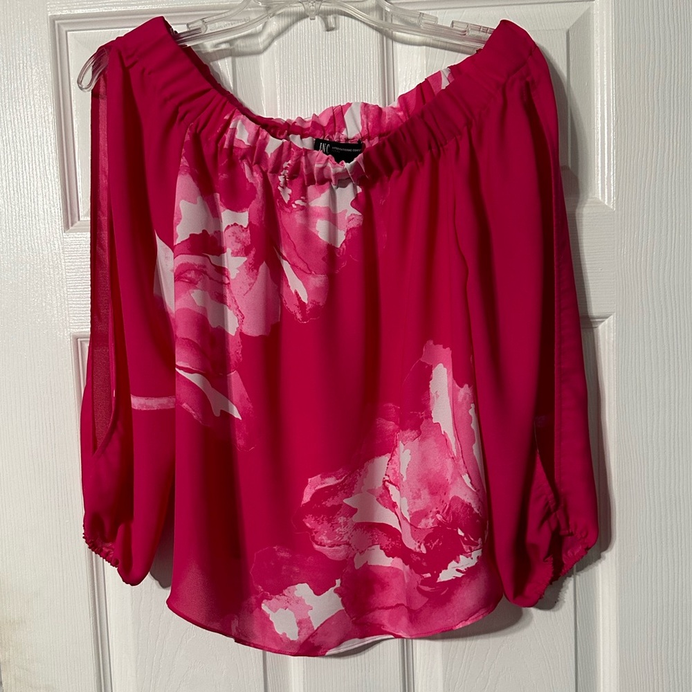 International Concepts Petite Floral Off-Shoulder Top
